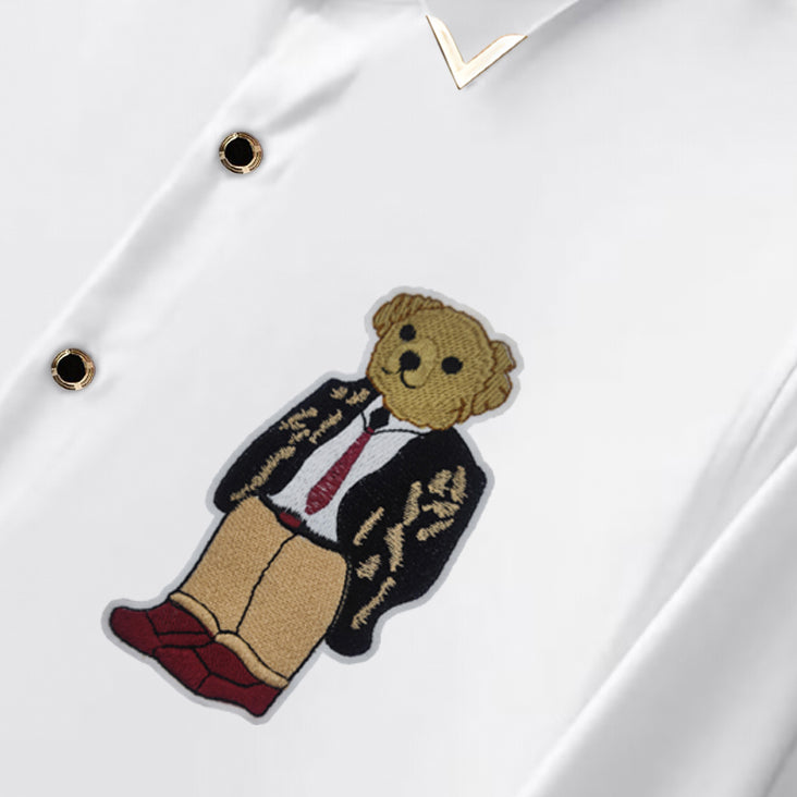 Men's Luxury Embroidery Shirt (Golden Buttons)