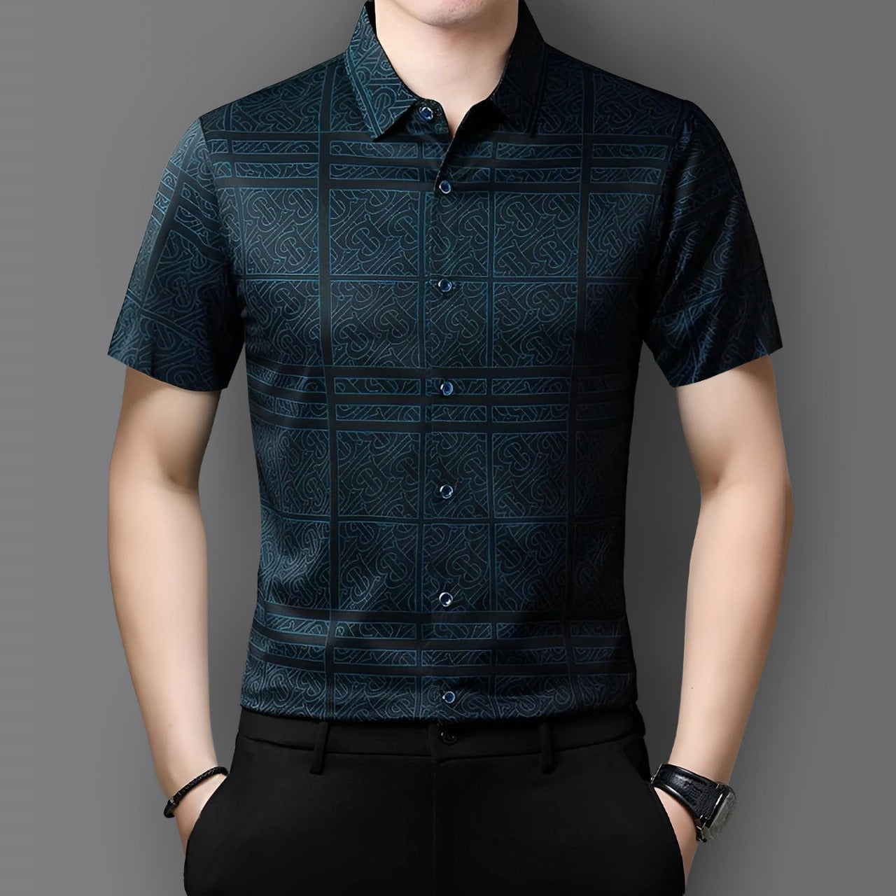 Half Sleeves Men's Cotton Check Shirt